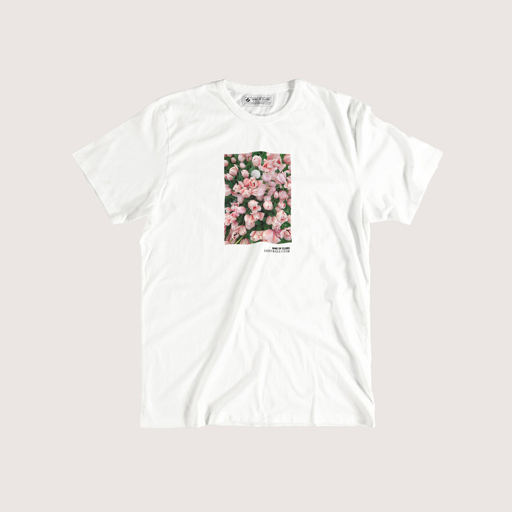 Lost Ball Collection: White T-shirt "TULIPS"
