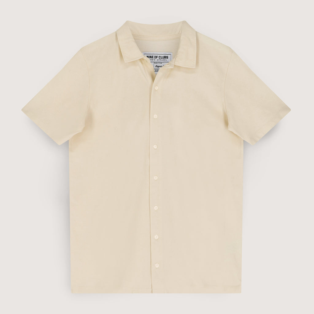 Button up golf shirt, Ecru piqué organic cotton