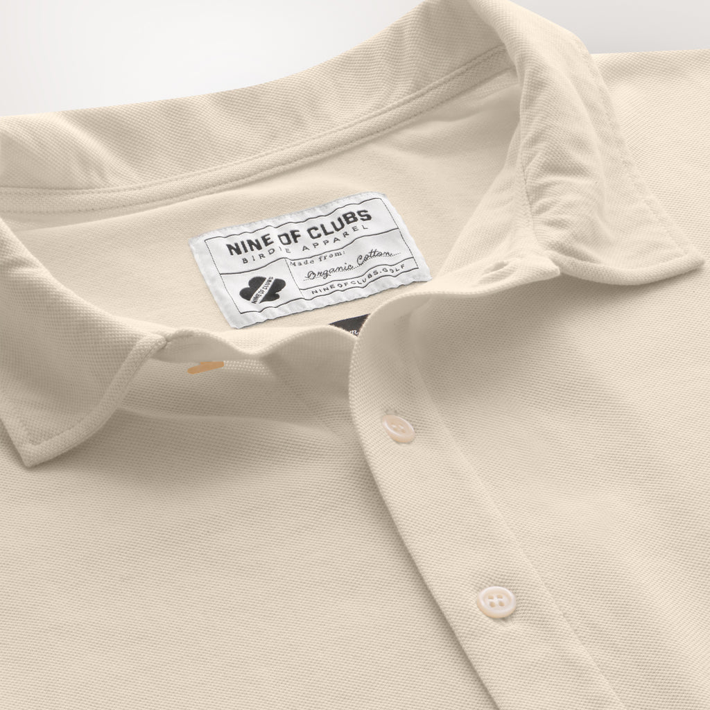 Button up golf shirt, Ecru piqué organic cotton