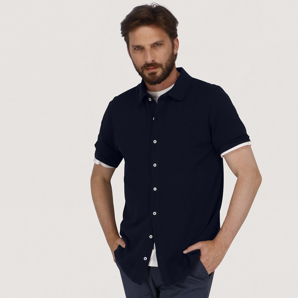 Button up polo shirt - Blue